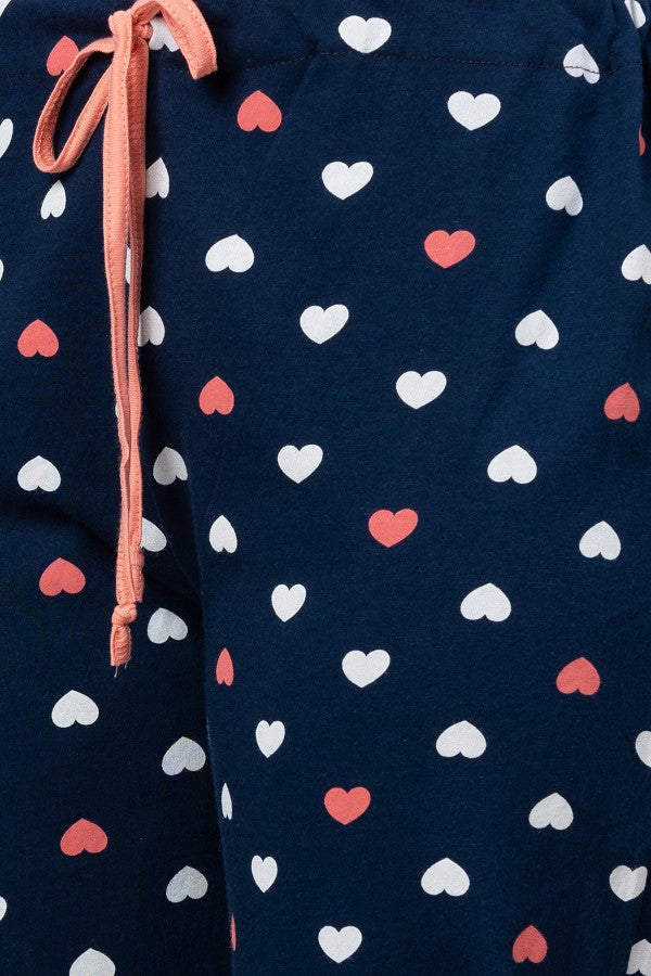 AV2 Women Cotton Printed Feeding Top & Capri Set - Navy 2313C