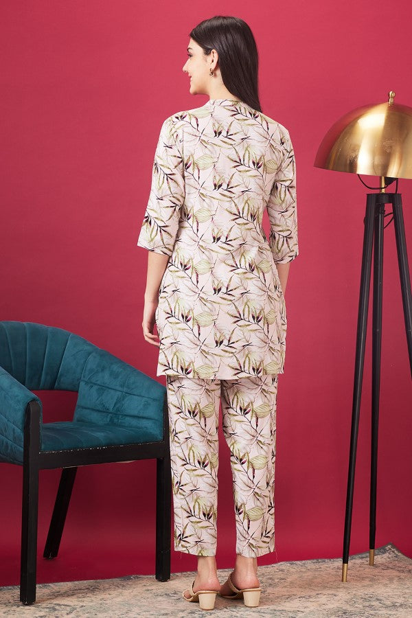 AV2 Women Rayon Printed Co-ords Pink - 2428A