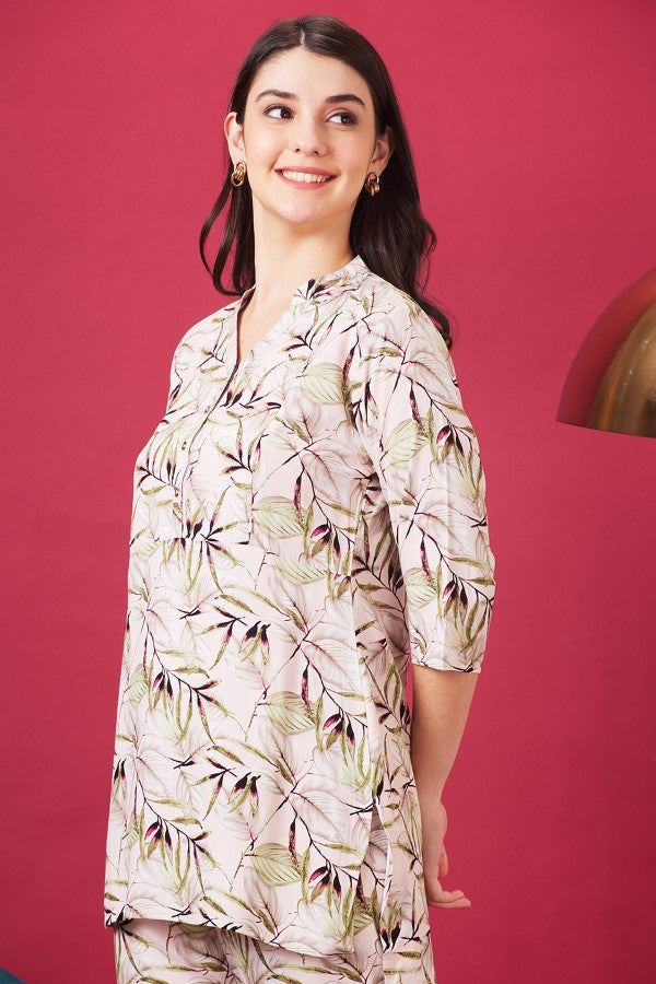 AV2 Women Rayon Printed Co-ords Pink - 2428A