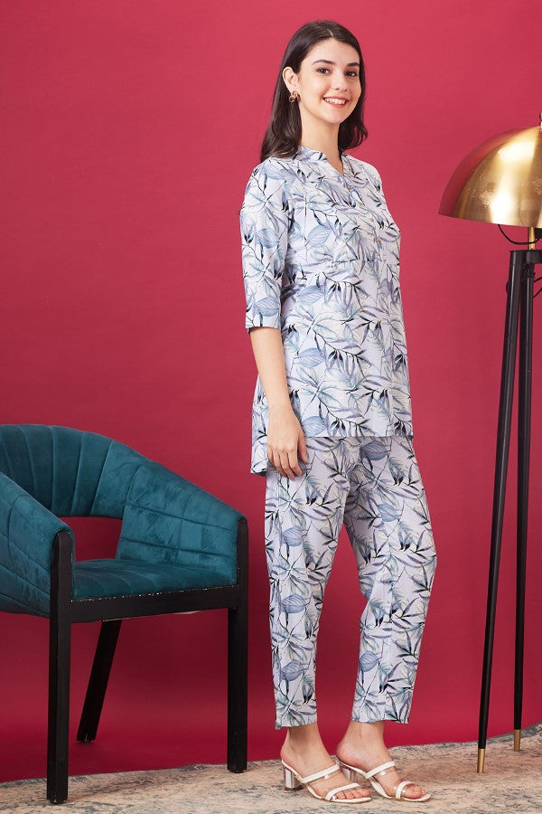 AV2 Women Rayon Printed Co-ords Blue - 2428B