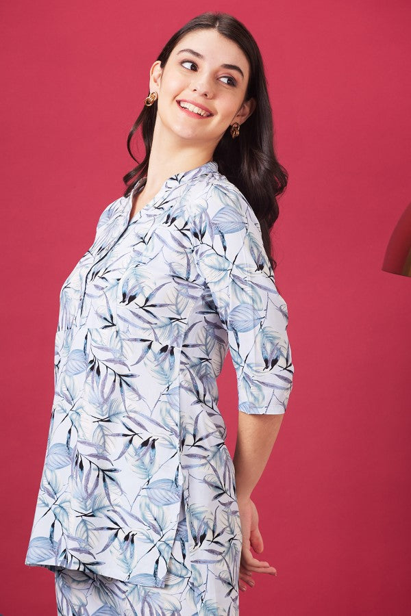 AV2 Women Rayon Printed Co-ords Blue - 2428B