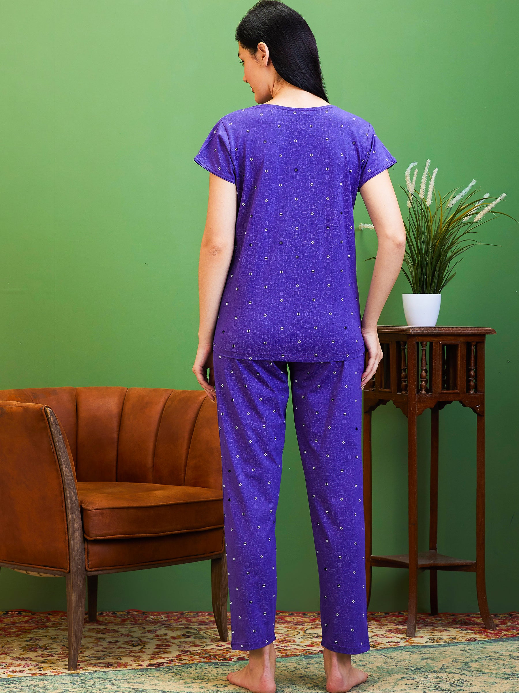 AV2 Women Cotton Feeding Top & Pyjama Nighsuit Set Purple - 2520A