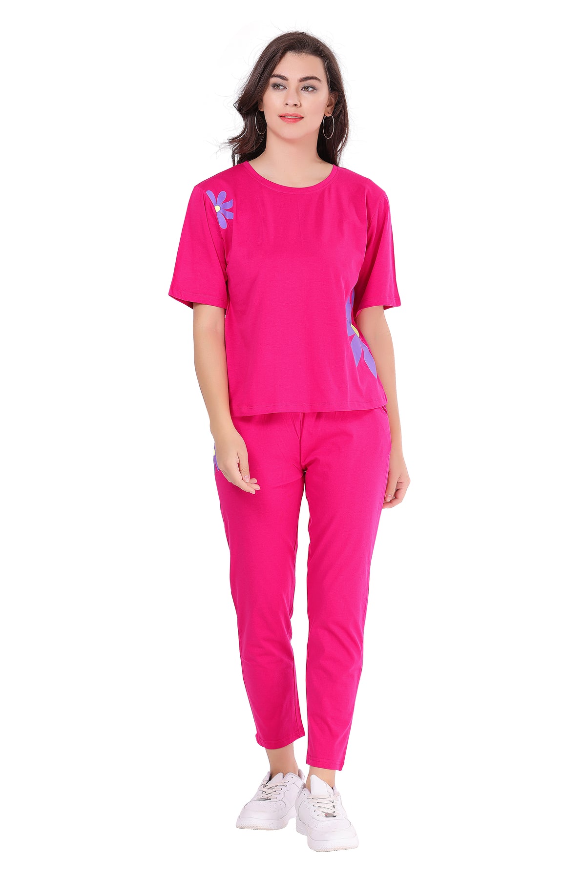 AV2 Women Solid Top & Pajama Coord set Pink - 2597A