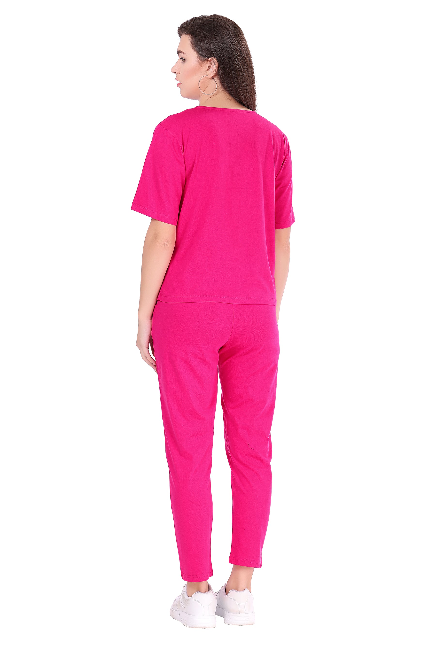 AV2 Women Solid Top & Pajama Coord set Pink - 2597A