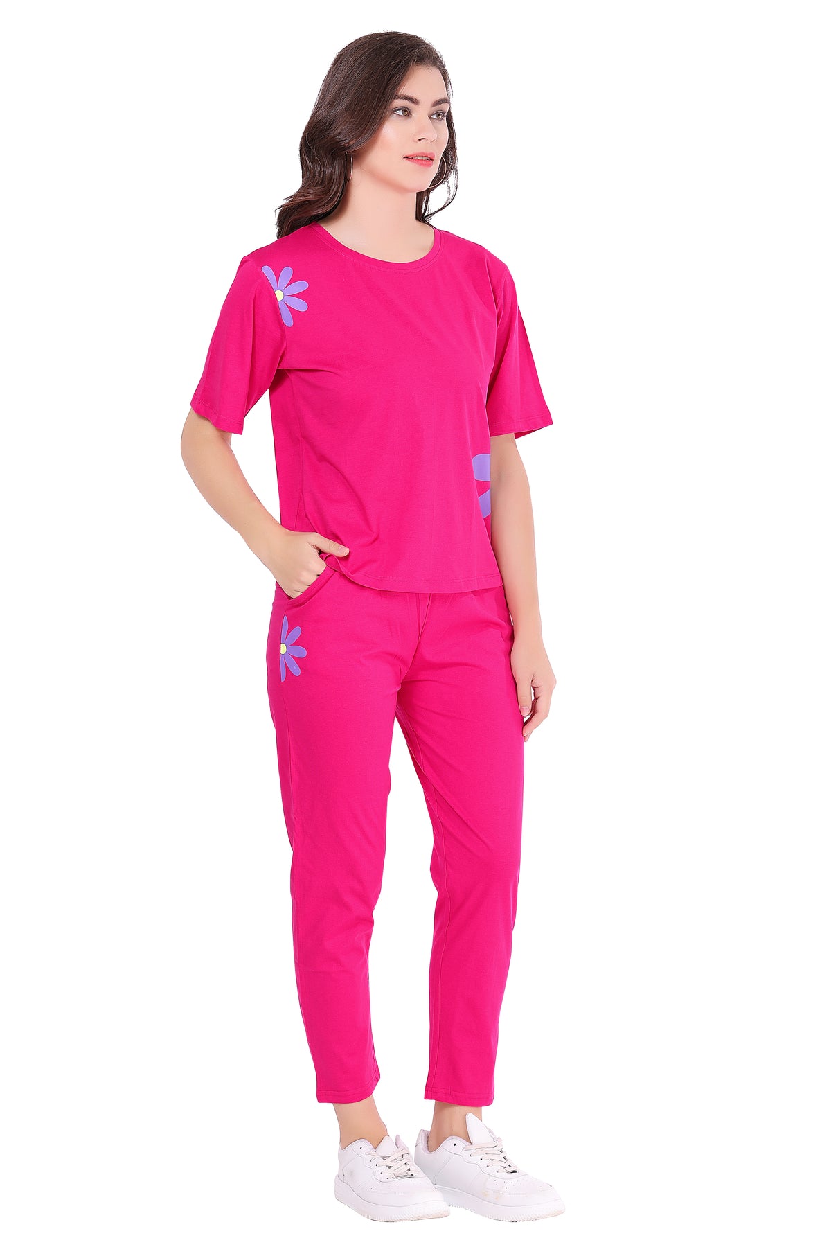 AV2 Women Solid Top & Pajama Coord set Pink - 2597A