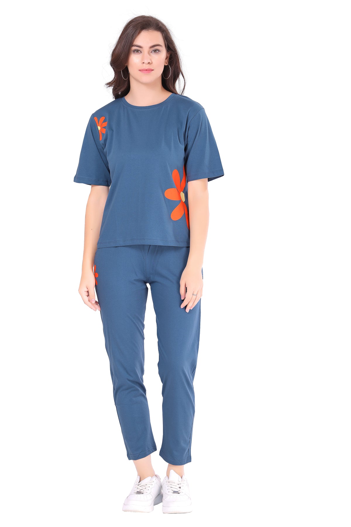 AV2 Women Solid Top & Pajama Coord set Blue - 2597B
