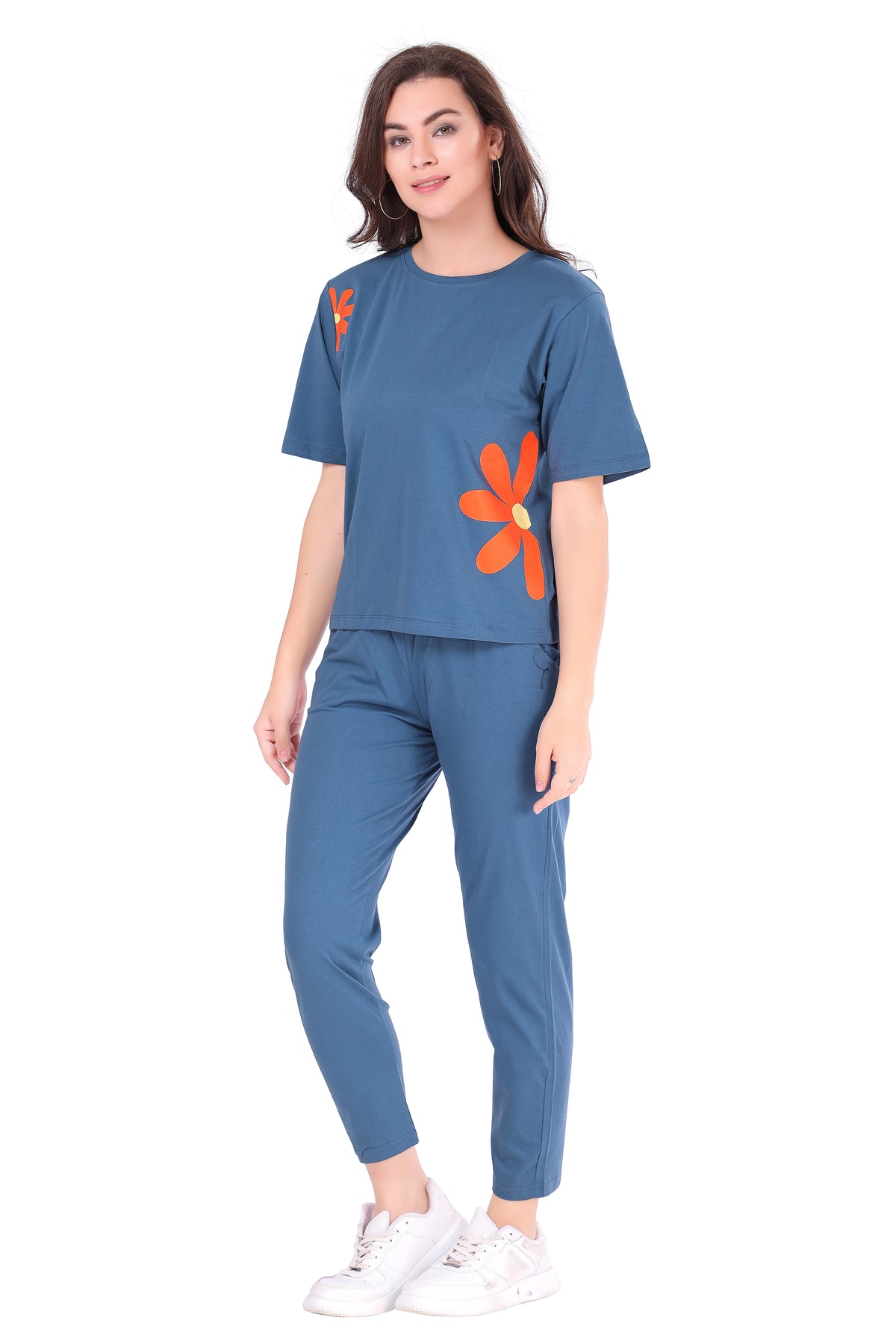 AV2 Women Solid Top & Pajama Coord set Blue - 2597B