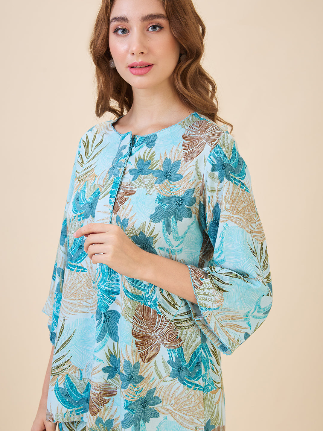 AV2 Women Rayon Printed Top & Bottom Coord set Blue - 2621A