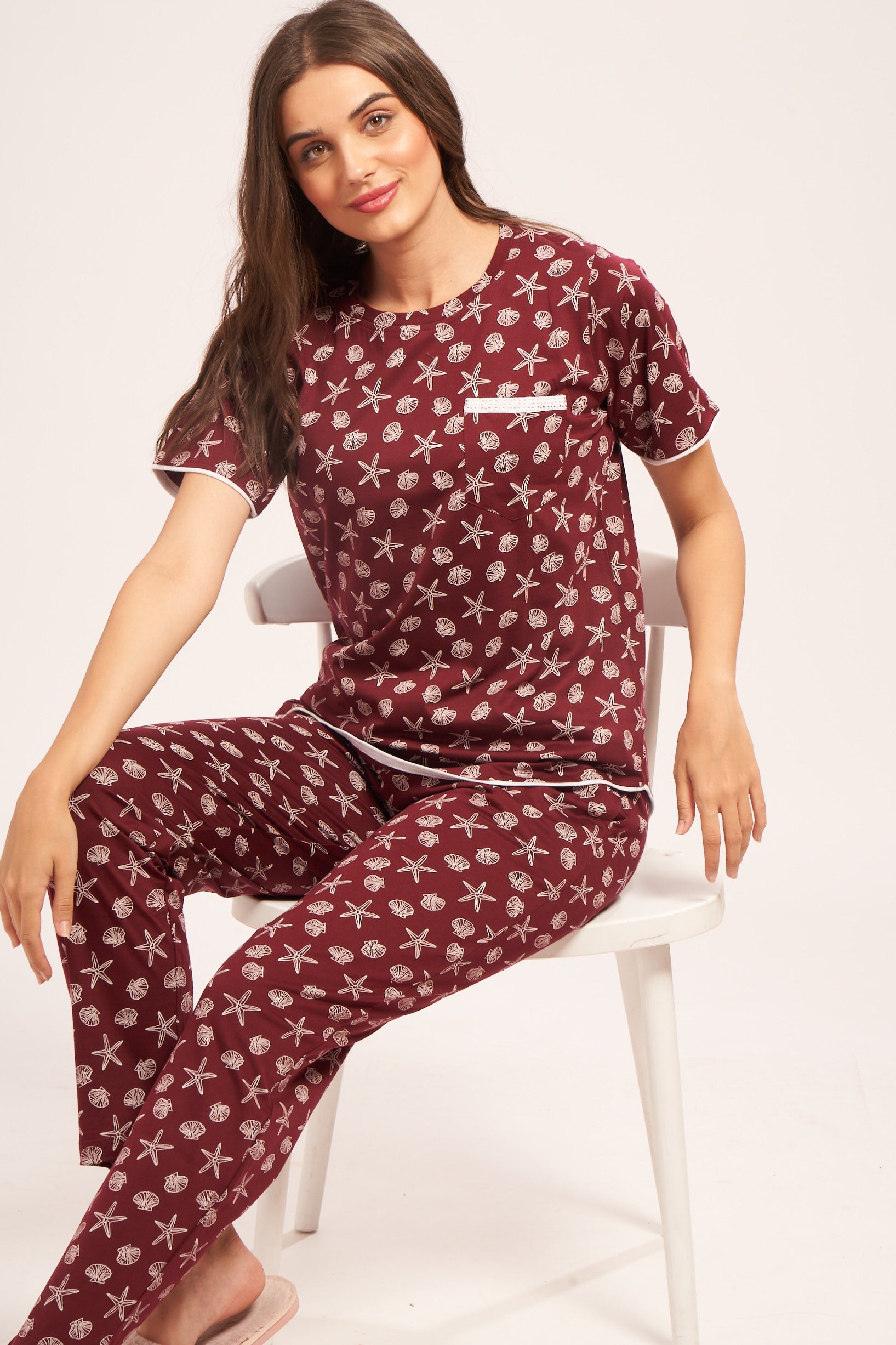 AV2 Women's Cotton Printed Short Sleeve Night Suit Set | Pajama Set | Casual Night Dress for Women | Airport Look Coord Set Brown Small 2841B