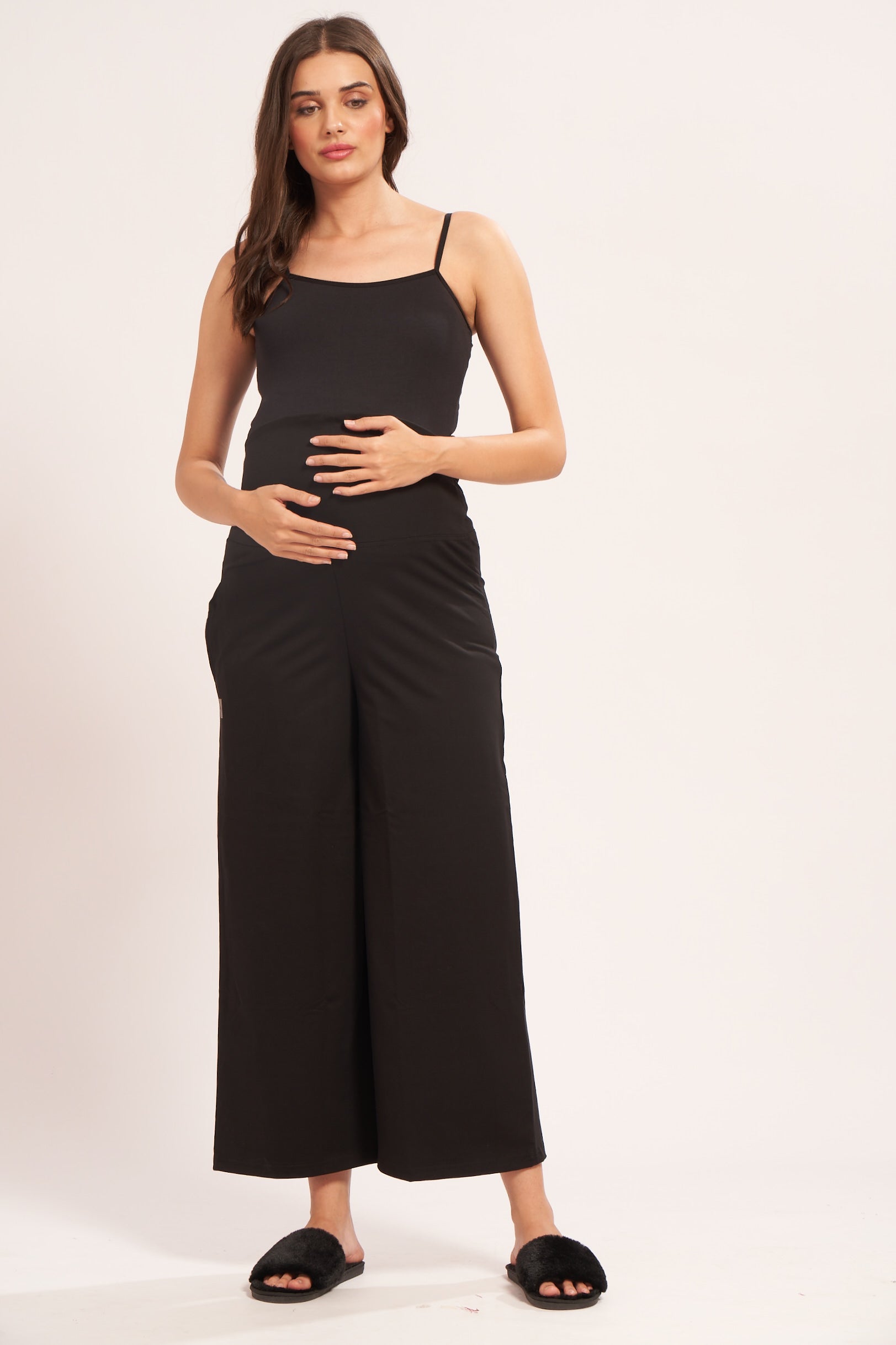 AV2 Women's Cotton Lycra Stretchable Relaxed Fit Maternity Pants | Maternity Yoga Pants | Maternity Trousers Black Small - 5556A