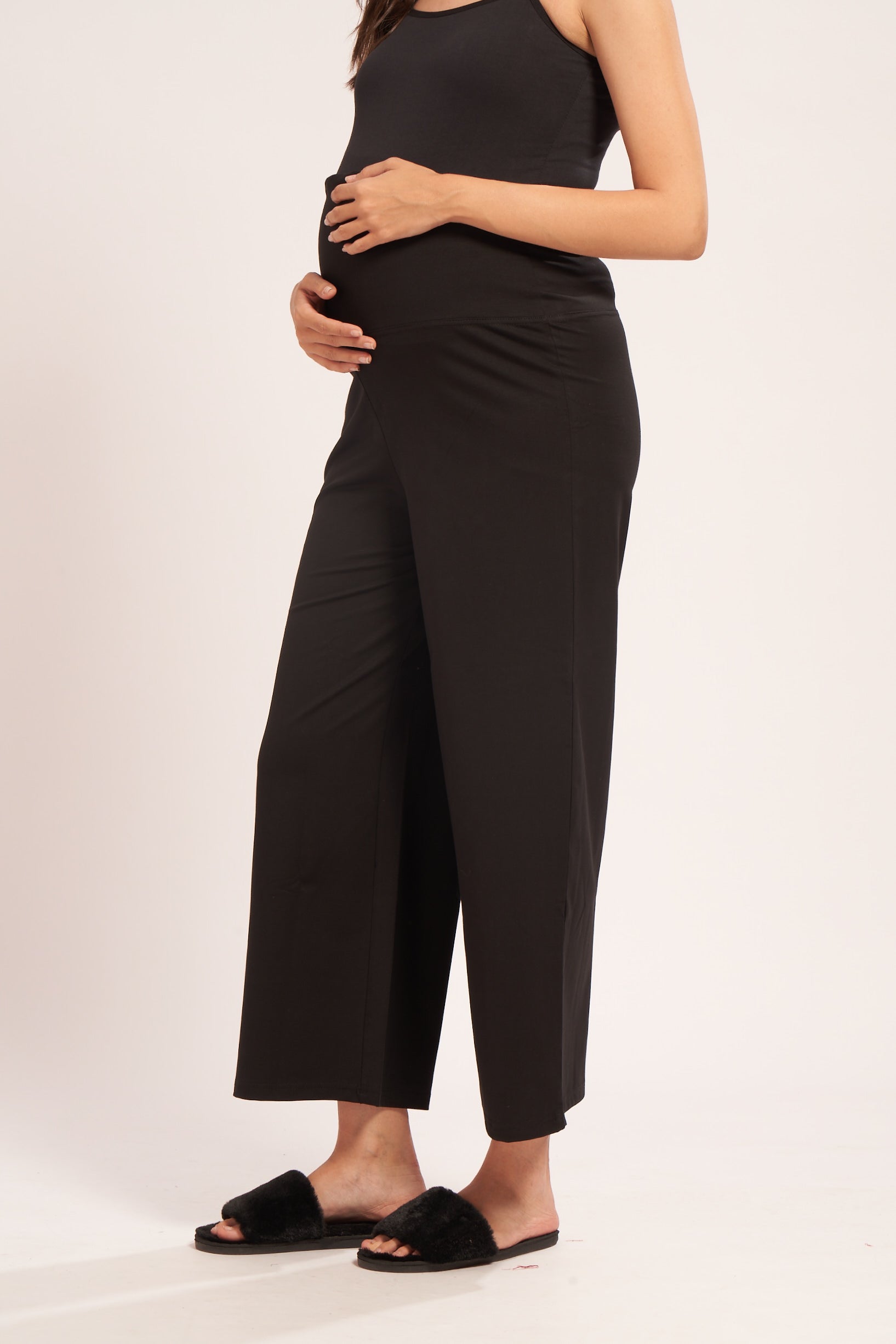 AV2 Women's Cotton Lycra Stretchable Relaxed Fit Maternity Pants | Maternity Yoga Pants | Maternity Trousers Black Small - 5556A