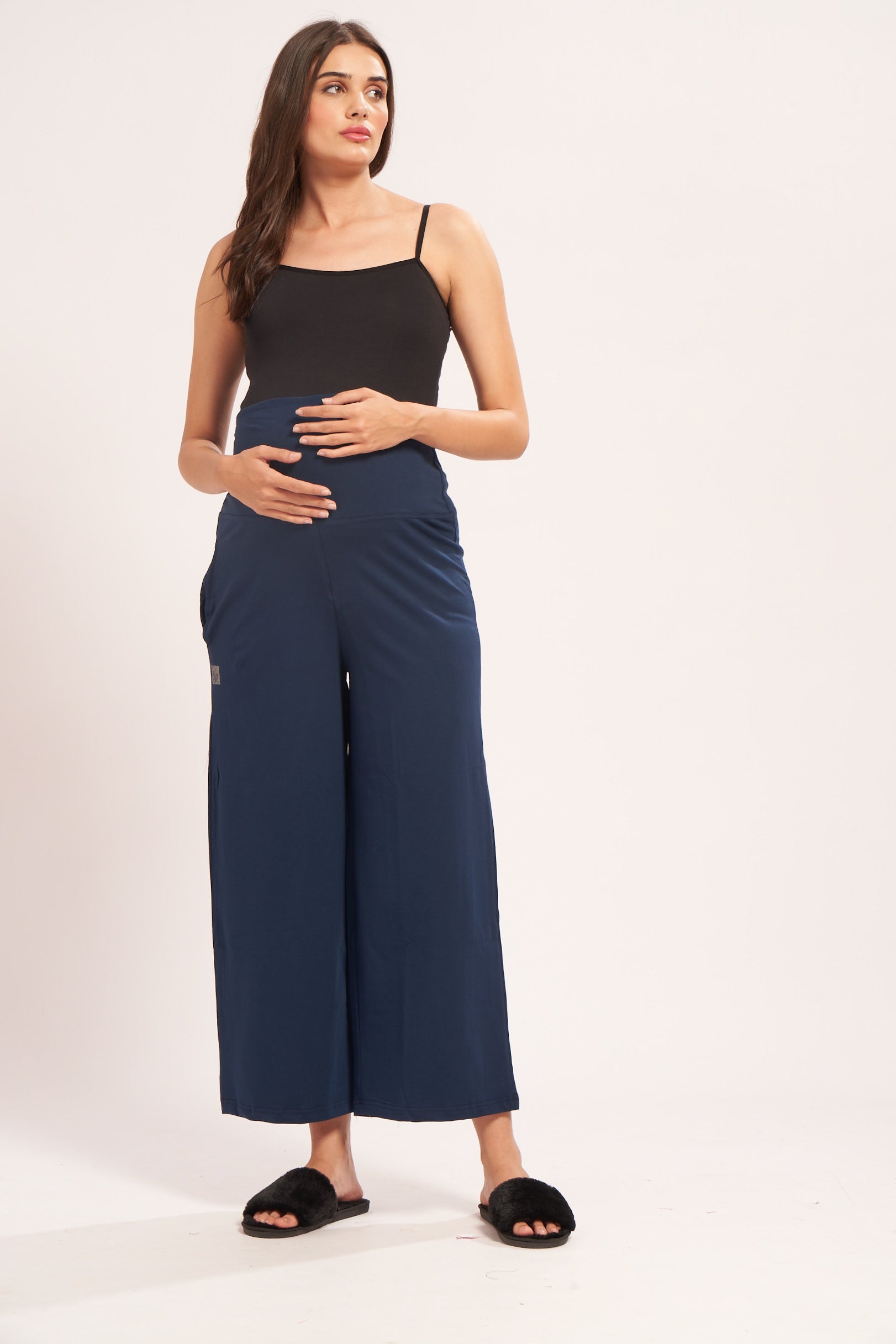 AV2 Women's Cotton Lycra Stretchable Relaxed Fit Maternity Pants | Maternity Yoga Pants | Maternity Trousers Navy Small - 5556B