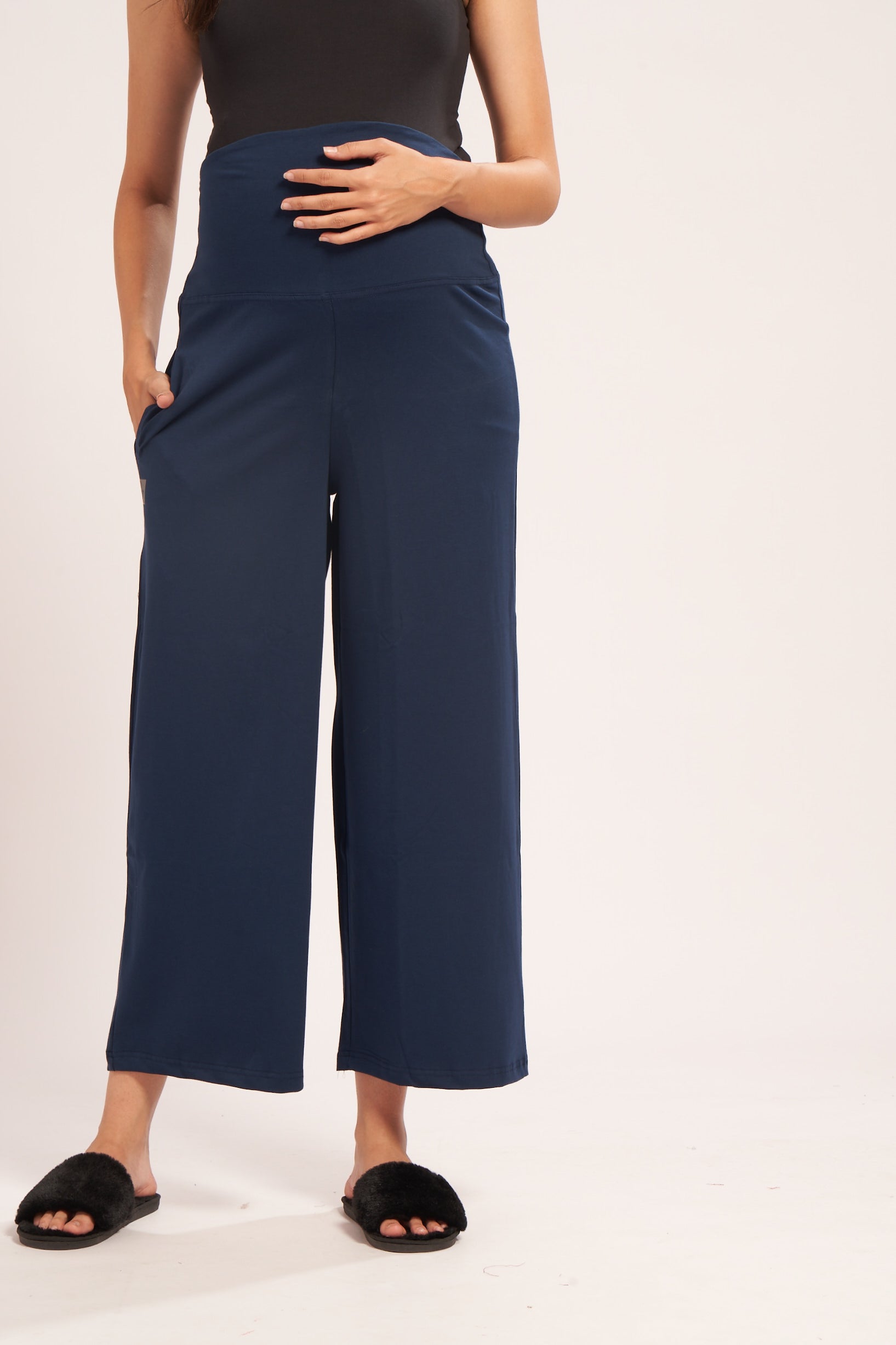 AV2 Women's Cotton Lycra Stretchable Relaxed Fit Maternity Pants | Maternity Yoga Pants | Maternity Trousers Navy Small - 5556B