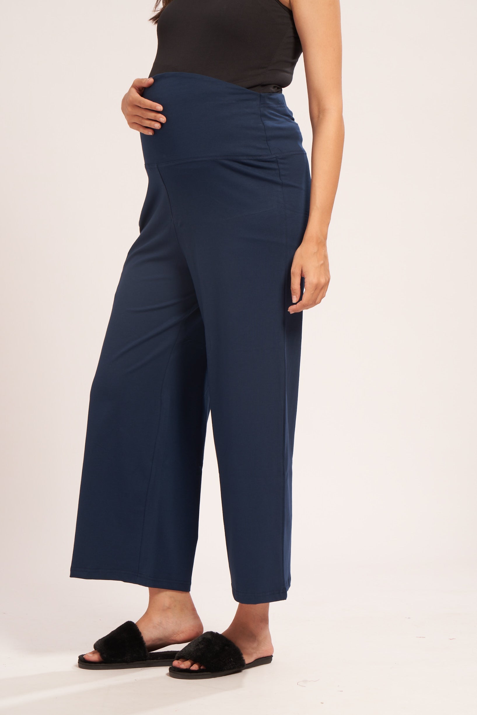 AV2 Women's Cotton Lycra Stretchable Relaxed Fit Maternity Pants | Maternity Yoga Pants | Maternity Trousers Navy Small - 5556B