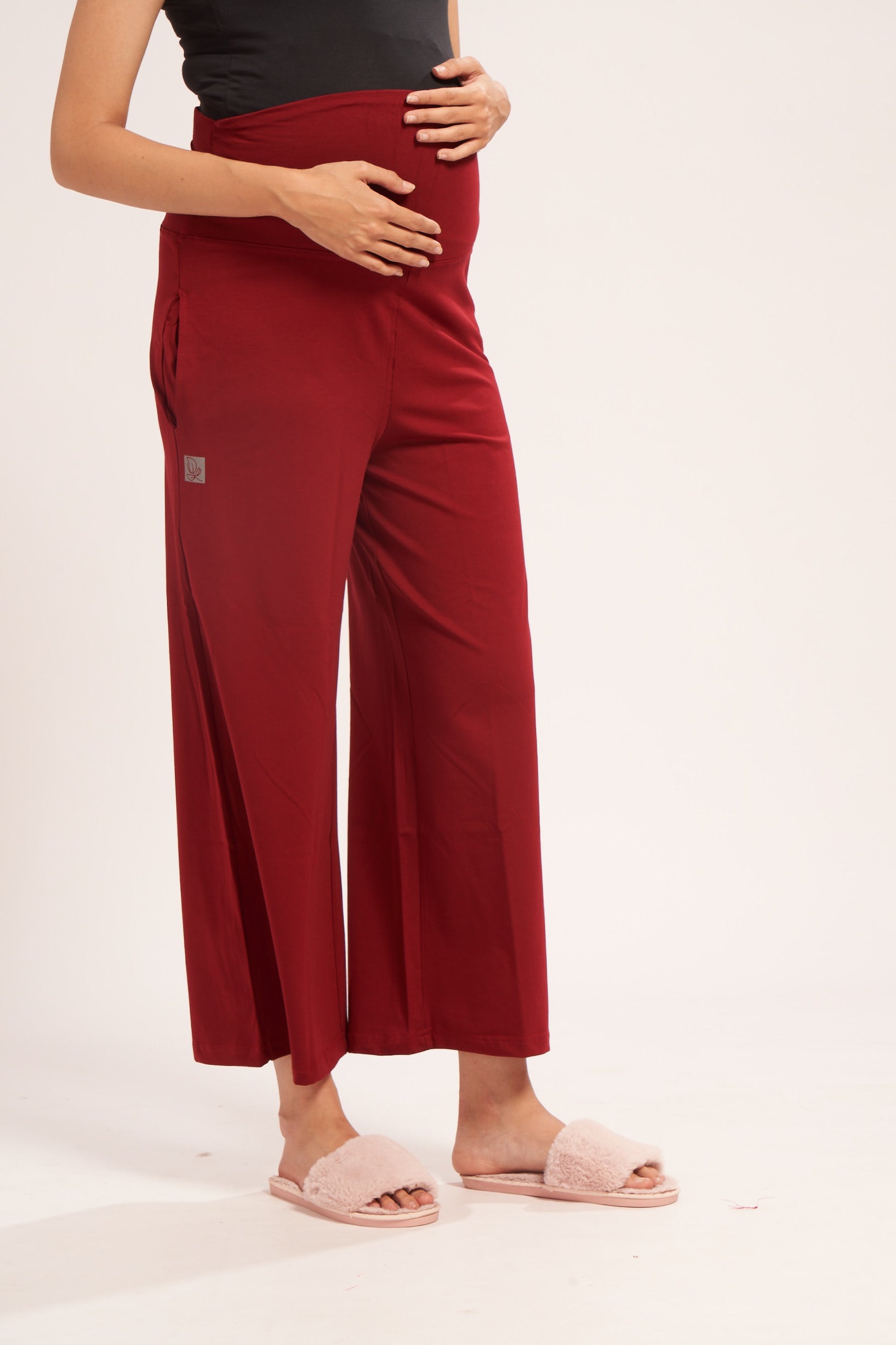 AV2 Women's Cotton Lycra Stretchable Relaxed Fit Maternity Pants | Maternity Yoga Pants | Maternity Trousers Maroon Small - 5556C