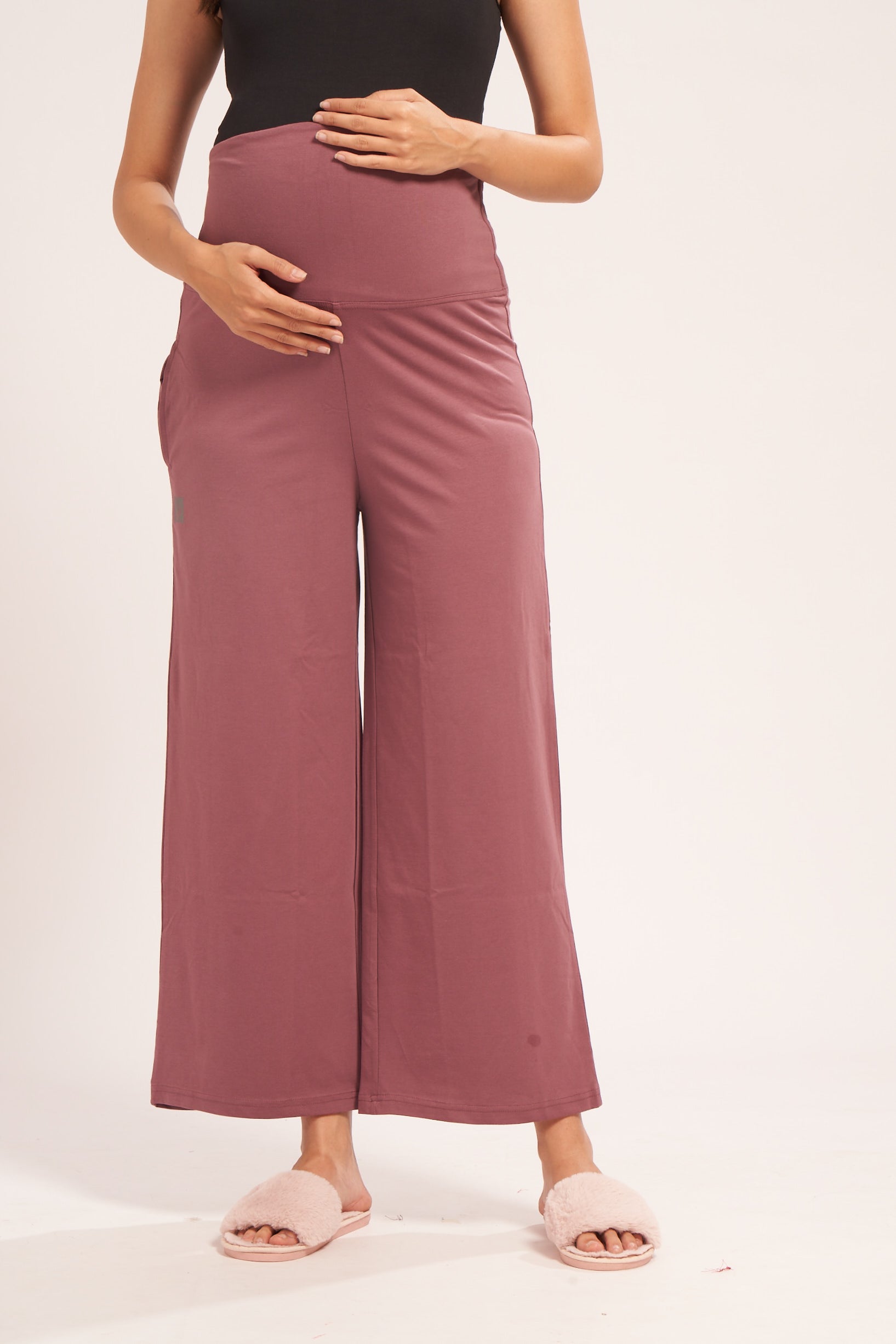 AV2 Women's Cotton Lycra Stretchable Relaxed Fit Maternity Pants | Maternity Yoga Pants | Maternity Trousers Pink Small - 5556D