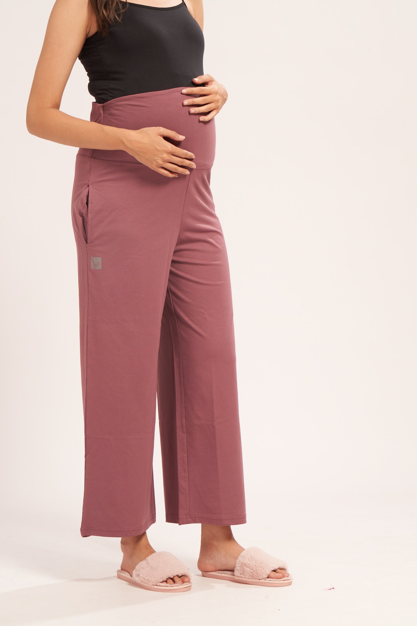 AV2 Women's Cotton Lycra Stretchable Relaxed Fit Maternity Pants | Maternity Yoga Pants | Maternity Trousers Pink Small - 5556D