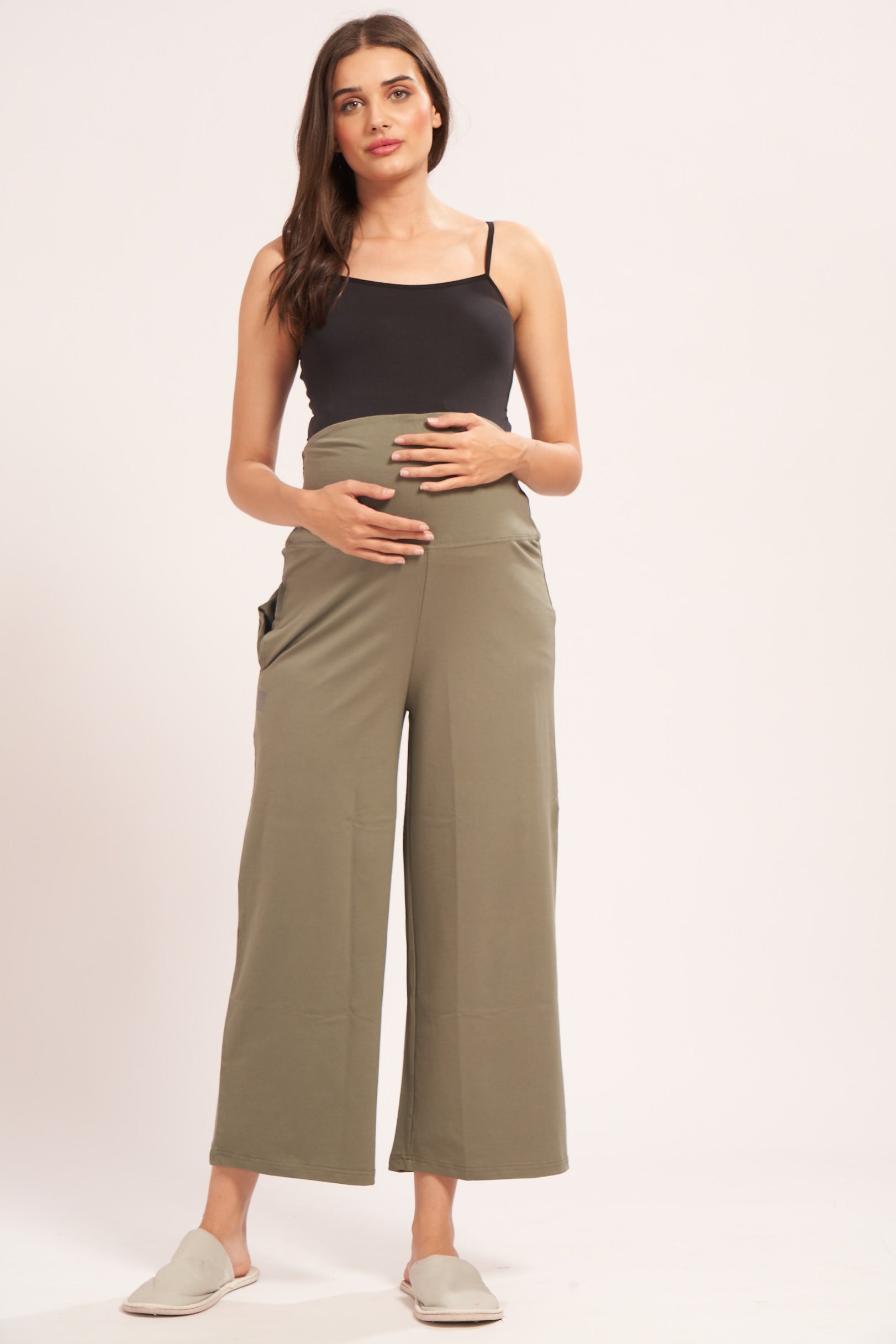 AV2 Women's Cotton Lycra Stretchable Relaxed Fit Maternity Pants | Maternity Yoga Pants | Maternity Trousers Green Small - 5556E