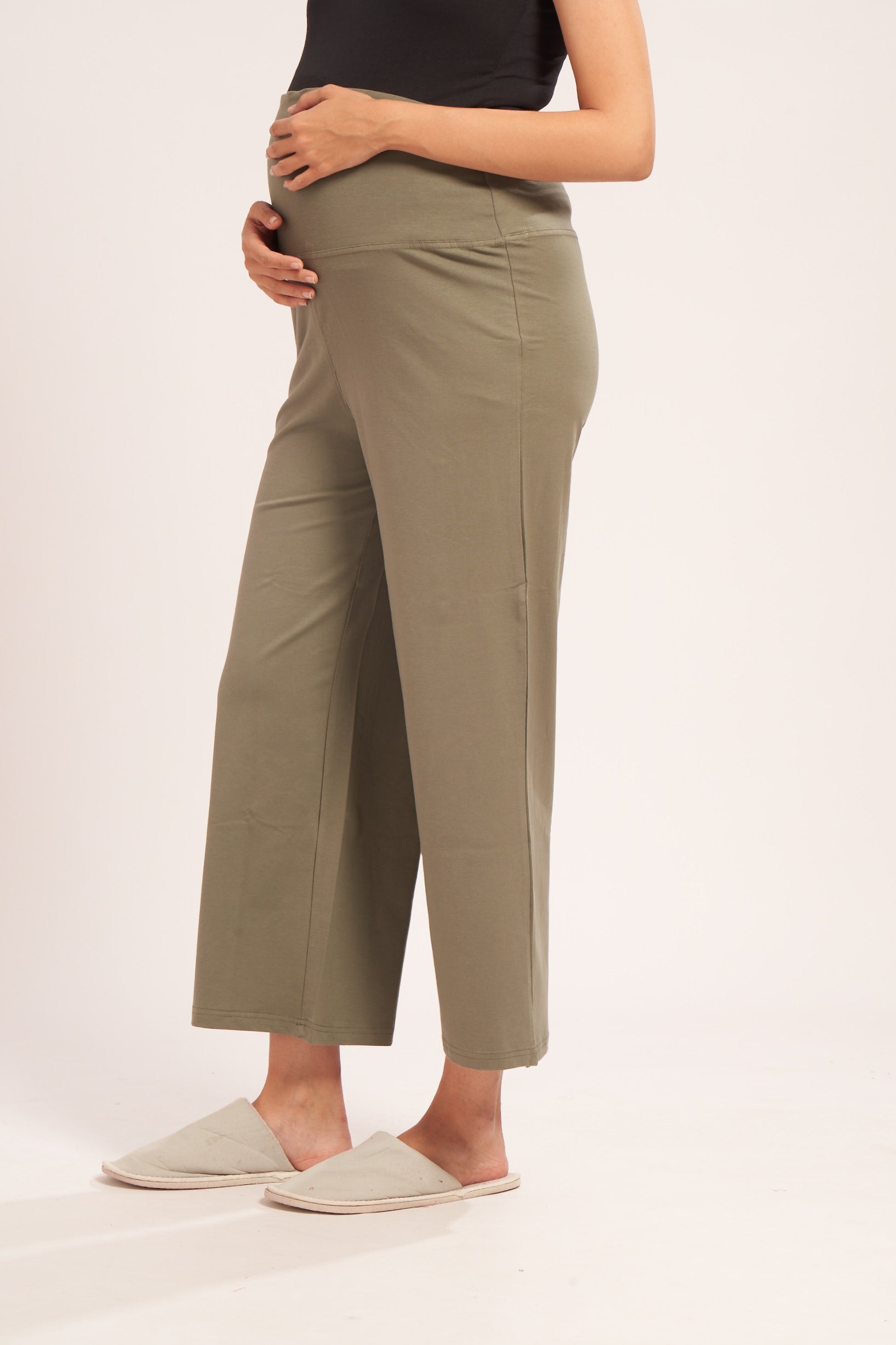 AV2 Women's Cotton Lycra Stretchable Relaxed Fit Maternity Pants | Maternity Yoga Pants | Maternity Trousers Green Small - 5556E