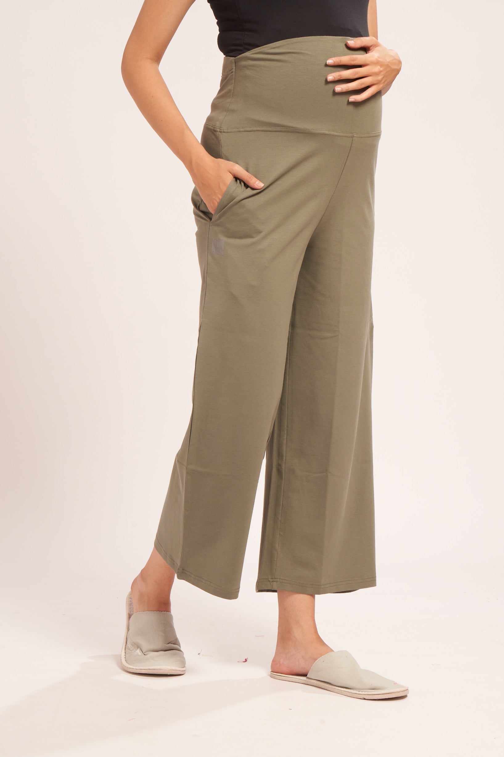 AV2 Women's Cotton Lycra Stretchable Relaxed Fit Maternity Pants | Maternity Yoga Pants | Maternity Trousers Green Small - 5556E