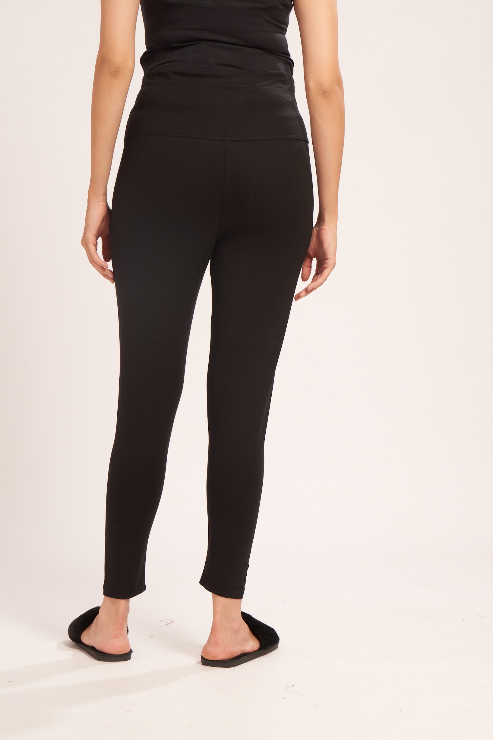AV2 Women's Cotton Lycra Stretchable Maternity Leggings for Pregnant Women | Maternity Ethnic Leggings For Kurtas & Kurtis | Maternity Trousers Black Small - 5557A