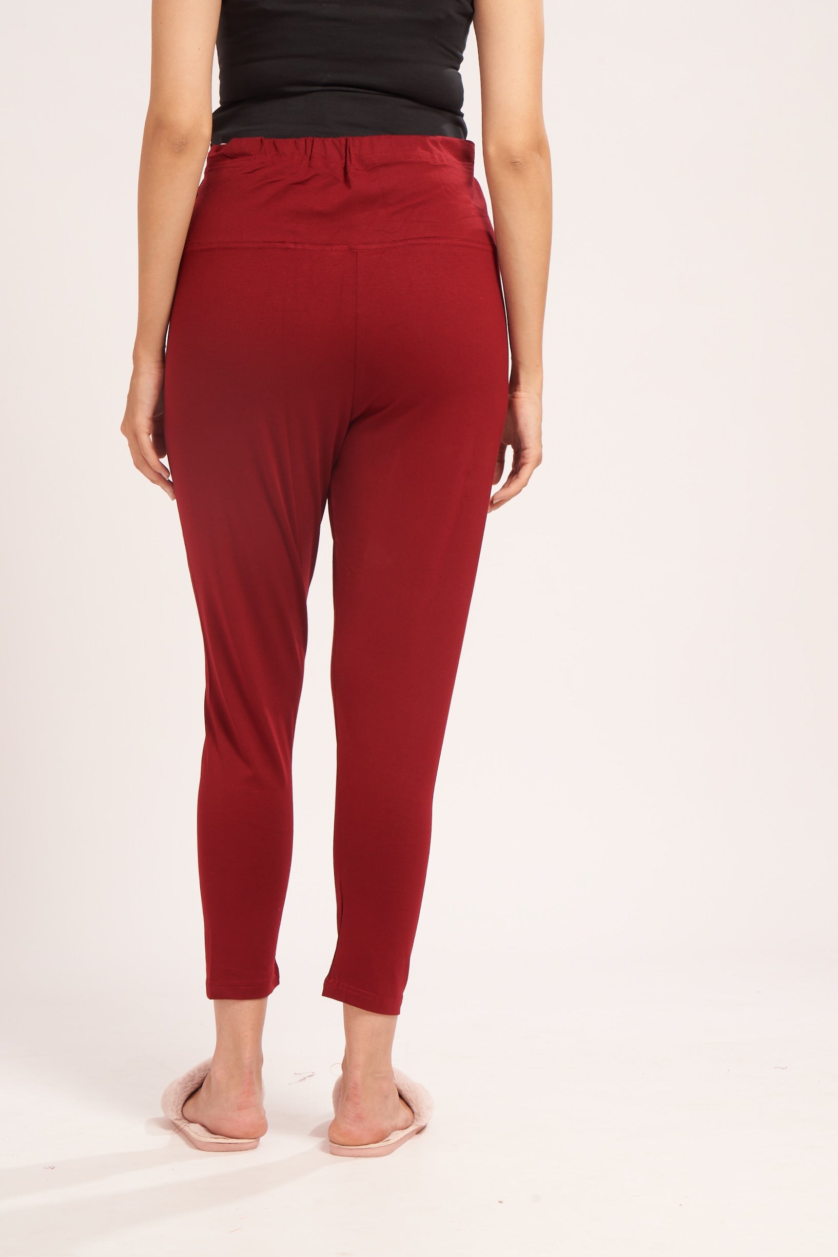 AV2 Women's Cotton Lycra Stretchable Maternity Leggings for Pregnant Women | Maternity Ethnic Leggings For Kurtas & Kurtis | Maternity Trousers Maroon Small - 5557C