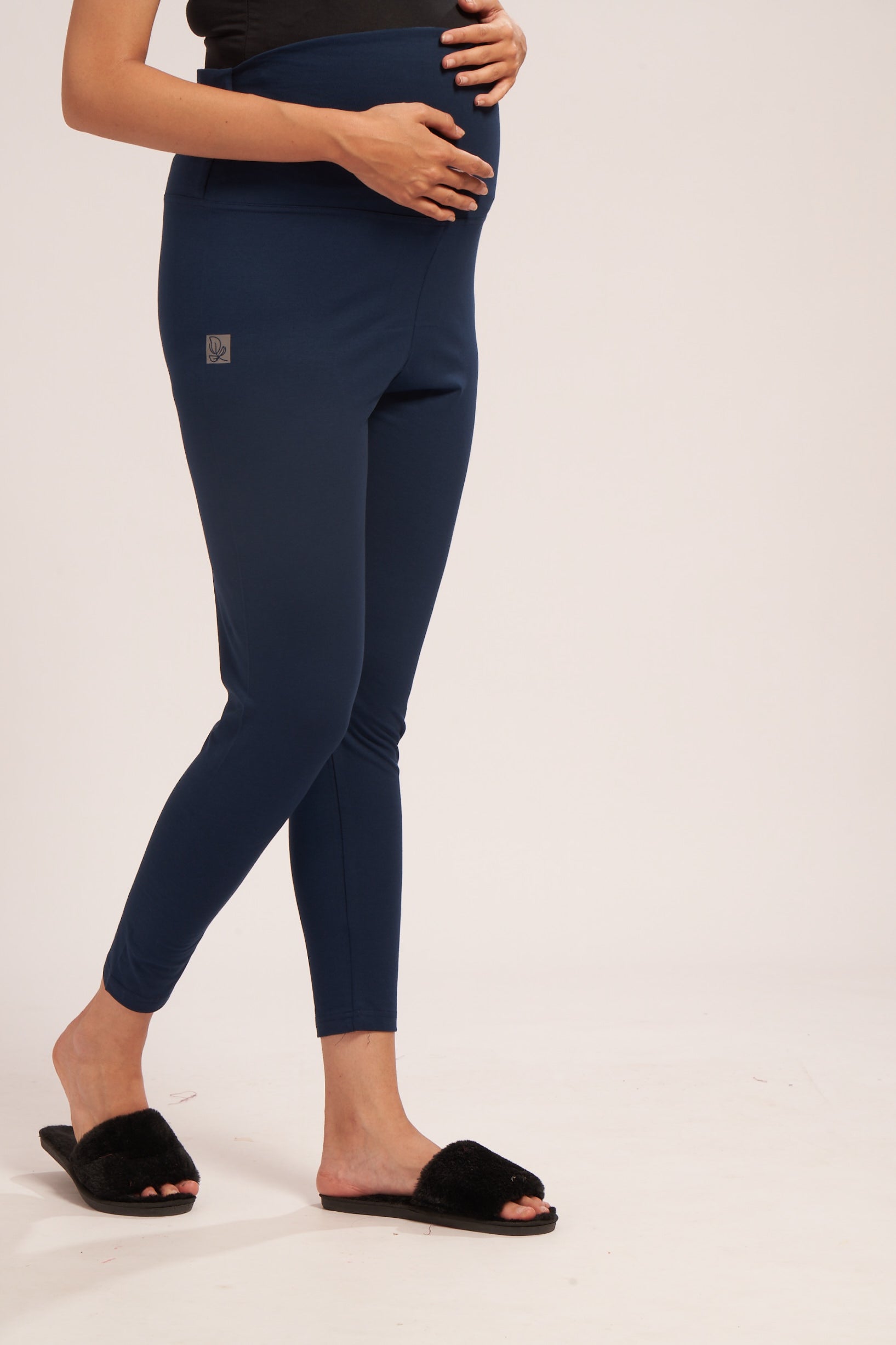 AV2 Women's Cotton Lycra Stretchable Maternity Leggings for Pregnant Women | Maternity Ethnic Leggings For Kurtas & Kurtis | Maternity Trousers Navy Small - 5557B