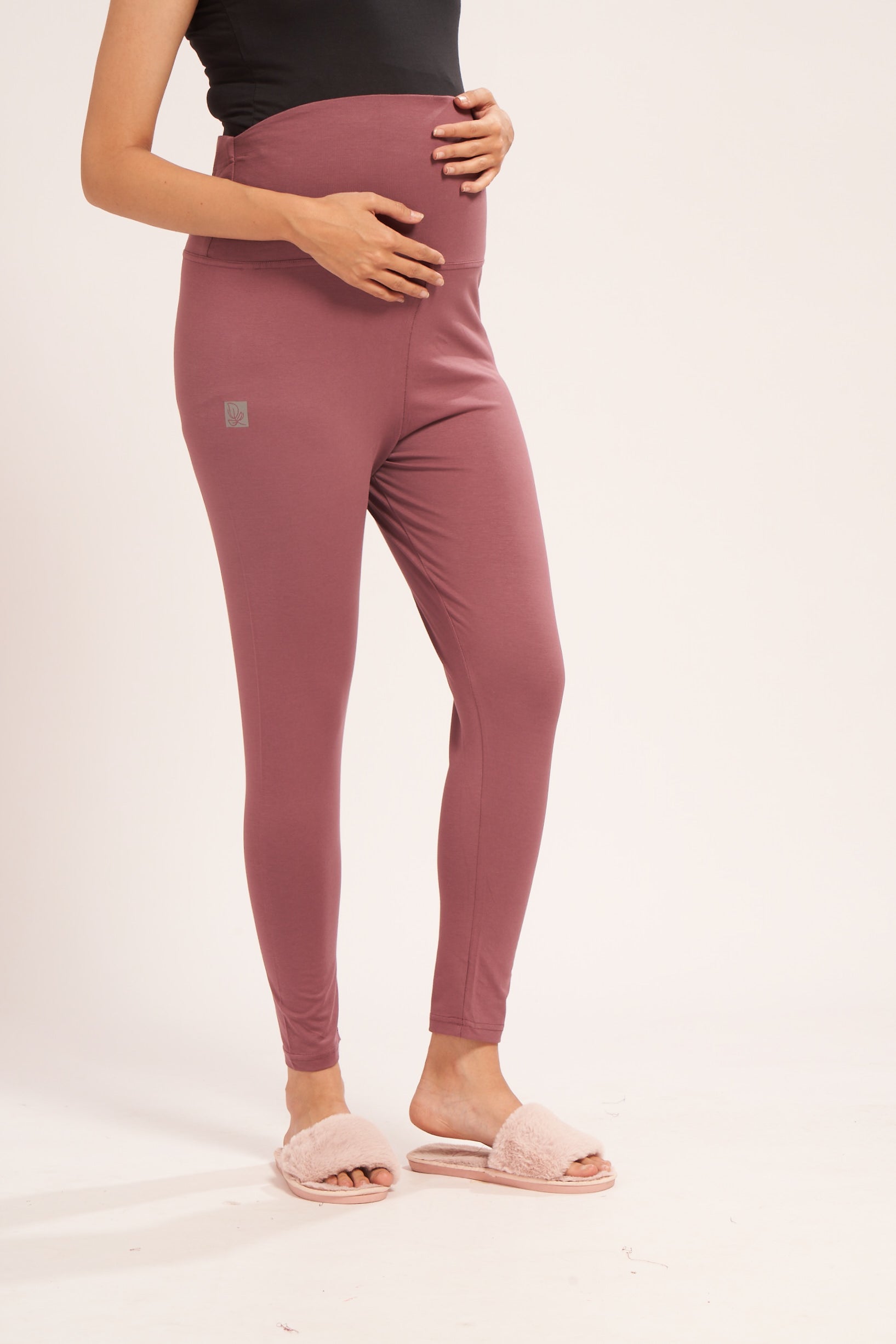 AV2 Women's Cotton Lycra Stretchable Maternity Leggings for Pregnant Women | Maternity Ethnic Leggings For Kurtas & Kurtis | Maternity Trousers Pink Small - 5557D