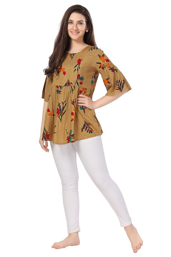 AV2 Printed Women Maternity Feeding Top Beige - 8066C