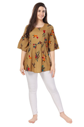 AV2 Printed Women Maternity Feeding Top Beige - 8066C