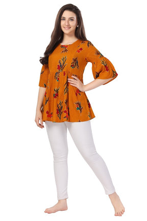 AV2 Printed Women Maternity Feeding Top Yellow - 8066B