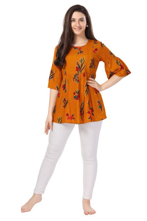 AV2 Printed Women Maternity Feeding Top Yellow - 8066B