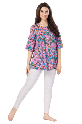 AV2 Printed Women Maternity Feeding Top Pink - 8065B