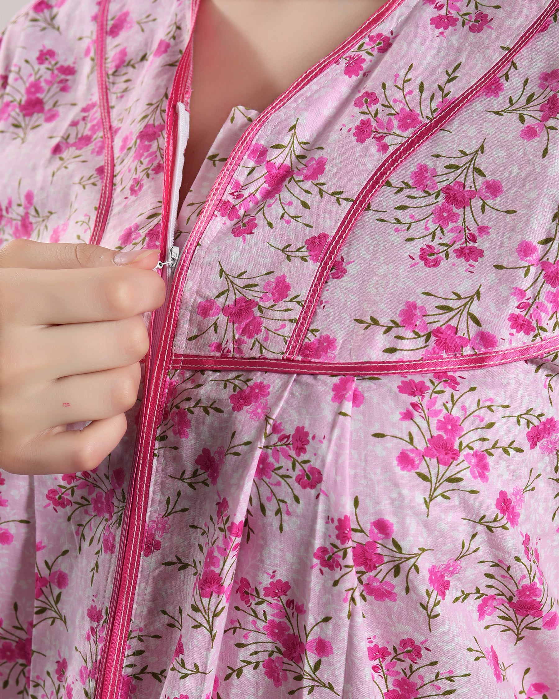 AV2 Women Printed Feeding/Nursing/Maternity Nighty Pink - 1184A