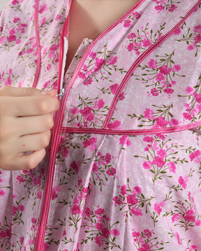 AV2 Women Printed Feeding/Nursing/Maternity Nighty Pink - 1184A