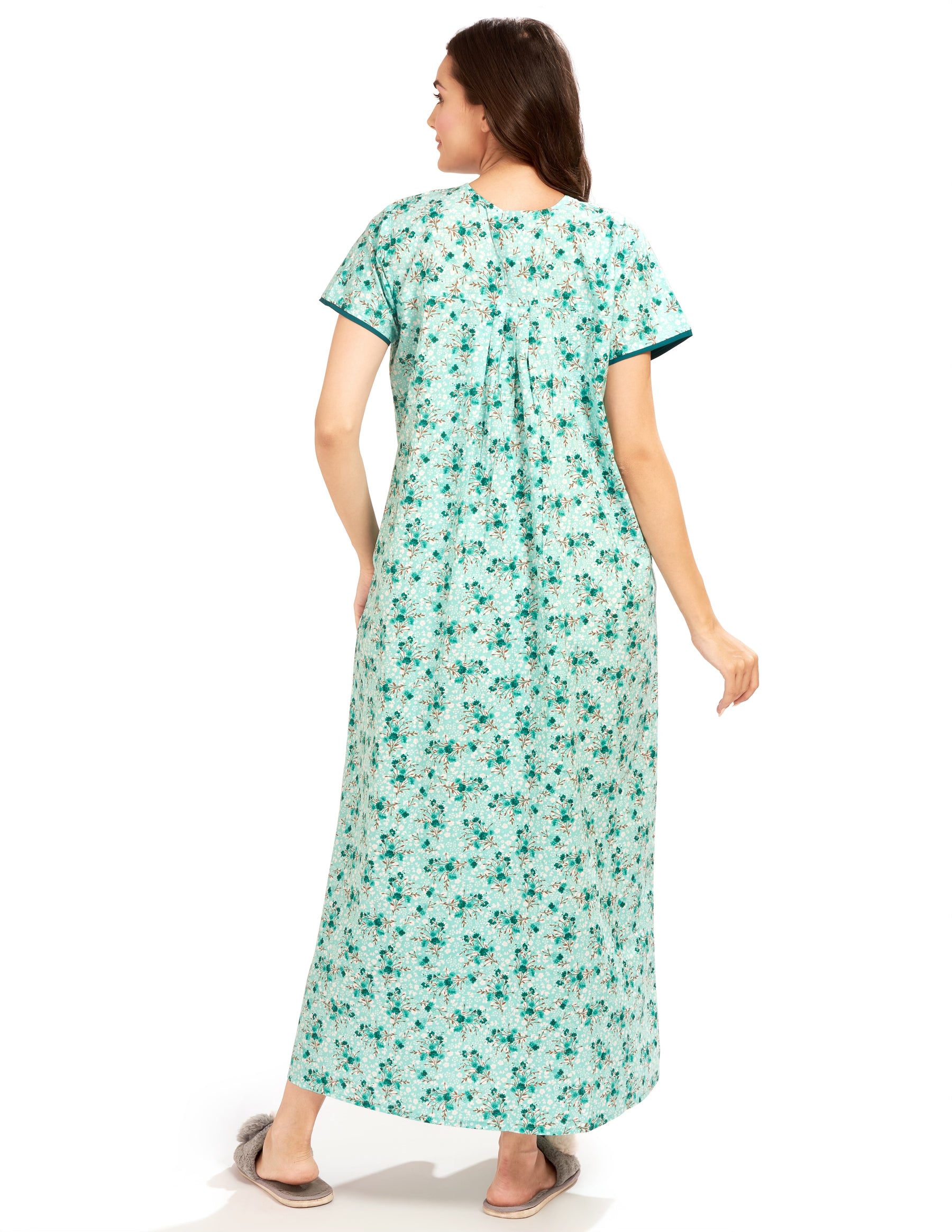 AV2 Women Printed Feeding/Nursing/Maternity Nighty Green - 1184F