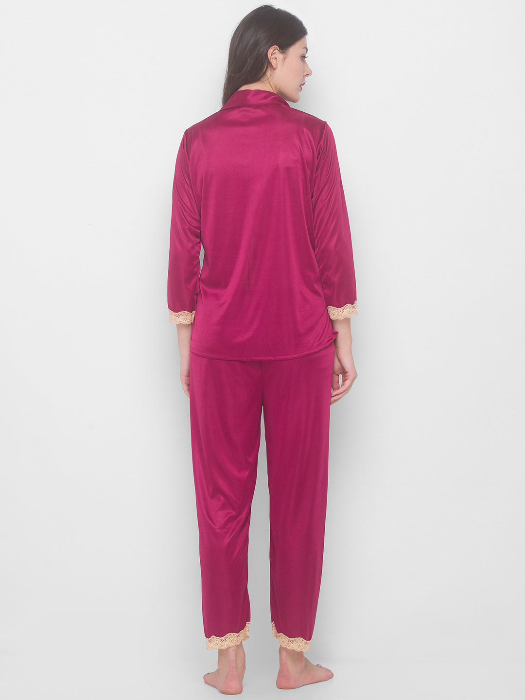 AV2 Women Satin 3/4th Sleeve Top and Pyjama Nightsuit Set - Rani 1216R