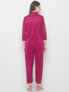 AV2 Women Satin 3/4th Sleeve Top and Pyjama Nightsuit Set - Rani 1216R