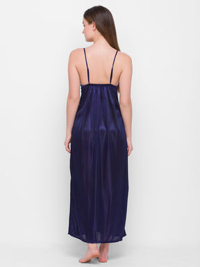 AV2 Women Satin Long Nighty with Lace & Robe Champagne - 1307CHAMPAGNEF