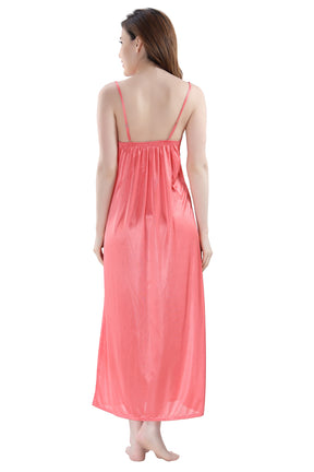 AV2 Women Satin Long Nighty with Lace & Robe Navy - 1307NAVYF