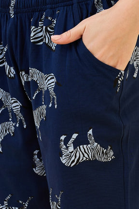 AV2 Women Cotton Printed Short Sleeve Top & Shorts Nightsuit Set | Pajama Set | Nightdress for Women - Navy 2122A