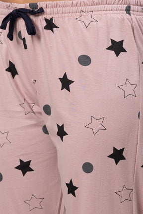 AV2 Women Cotton Short Sleeve Top And Pyjama Nightsuit Set - Mauve 2317A