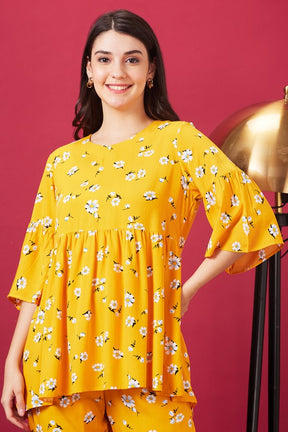 AV2 Women Rayon Printed Co-ords Yellow - 2396A