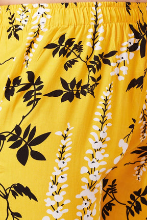 AV2 Women Rayon Printed Top & Pyjama Set - Yellow 2399B