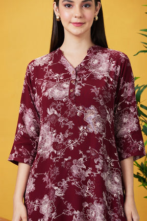 AV2 Women Rayon Printed Co-ords Maroon - 2445B