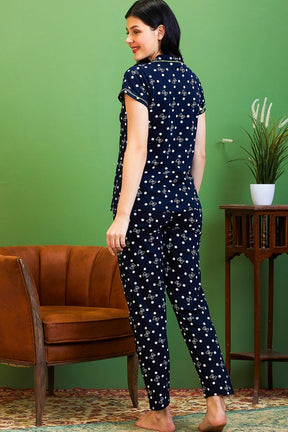 AV2 Women Cotton Top & Pyjama Nightsuit Set Navy - 2501B