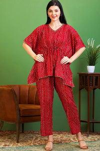 AV2 Women Rayon Printed Tunic Top & Bottom Co-ord set Pink - 2518B