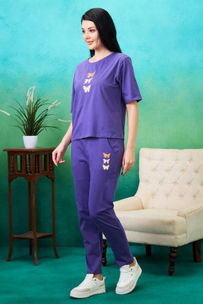 AV2 Women Solid Top & Pajama Coord set Purple - 2564A