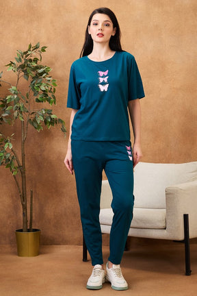 AV2 Women Solid Top & Pajama Coord set Teal - 2564B