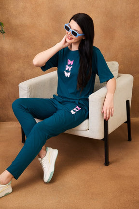 AV2 Women Solid Top & Pajama Coord set Teal - 2564B